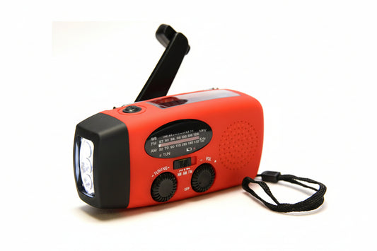 Zonne- en dynamo-USB-radiozaklamp